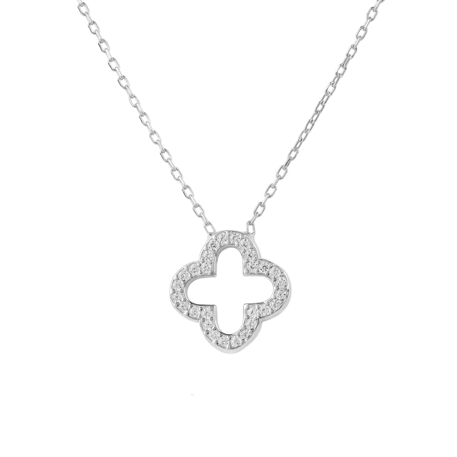 Women’s Silver / White Byzantine Clover Necklace Silver Latelita