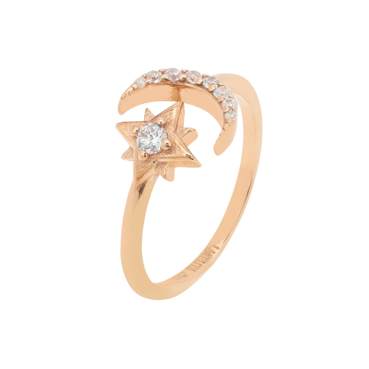 Women’s Pink / Purple / White Astrid Moon & Star Ring Rosegold Latelita