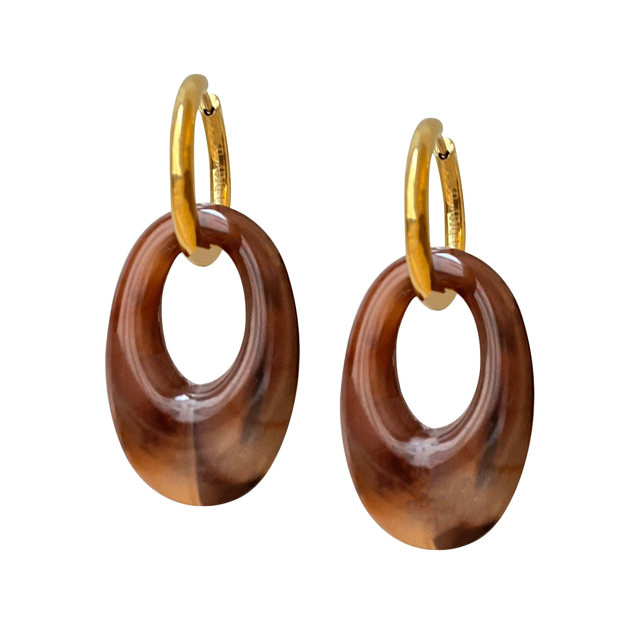 Smilla Brav Women's Gold / Brown Earrings Honey In Multi