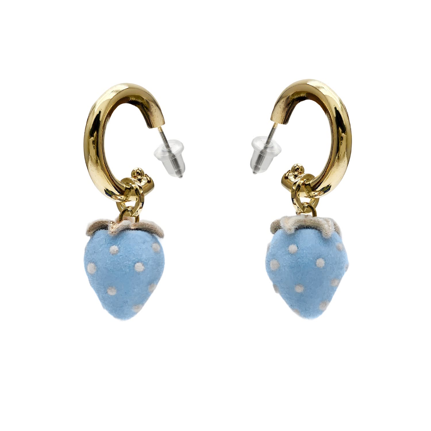 Farra Women's Plush Blue Strawberry Dangle Playful Earrings