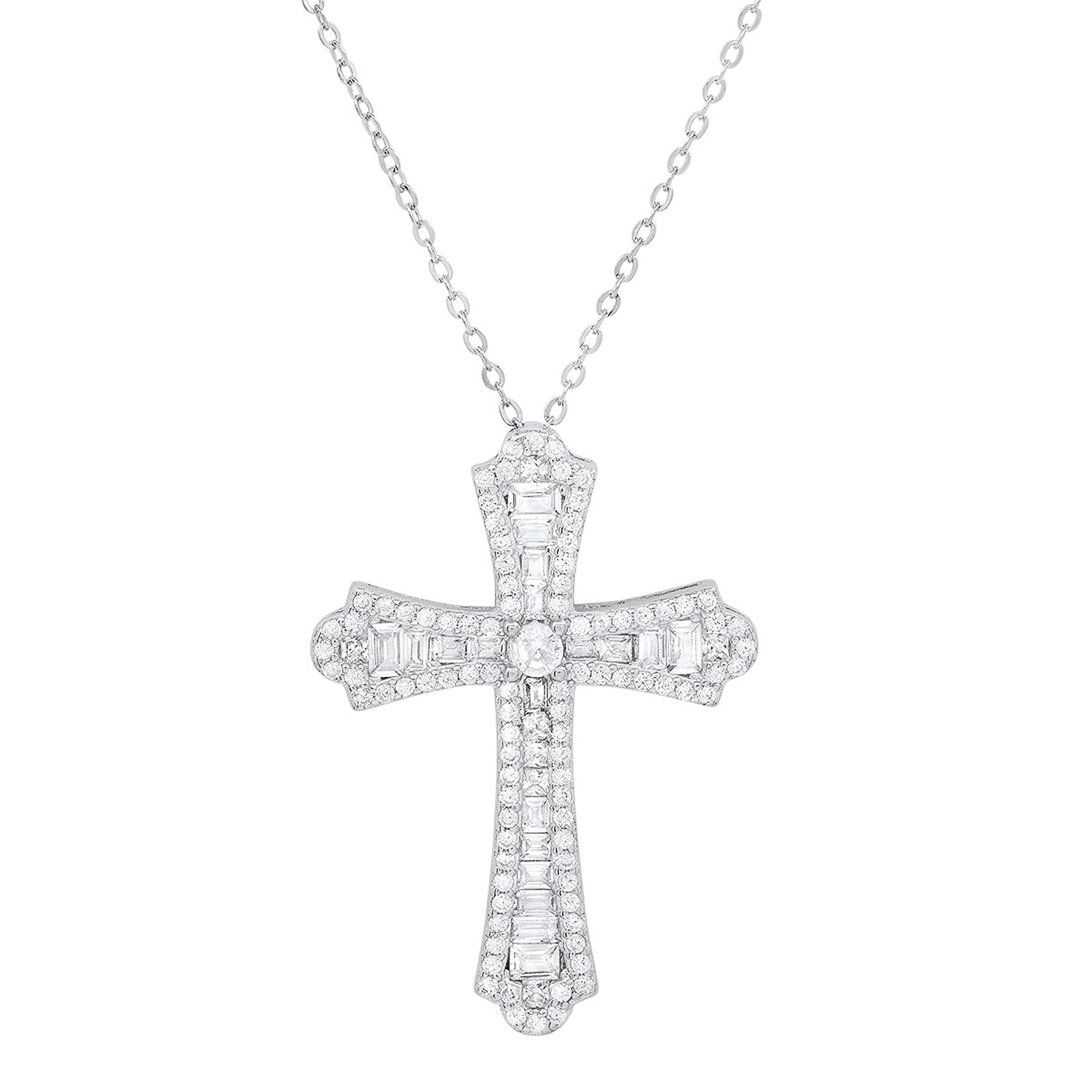 Kylie Harper Women's Luxurious Diamond Cz Cross Pendant In Sterling Silver In Metallic