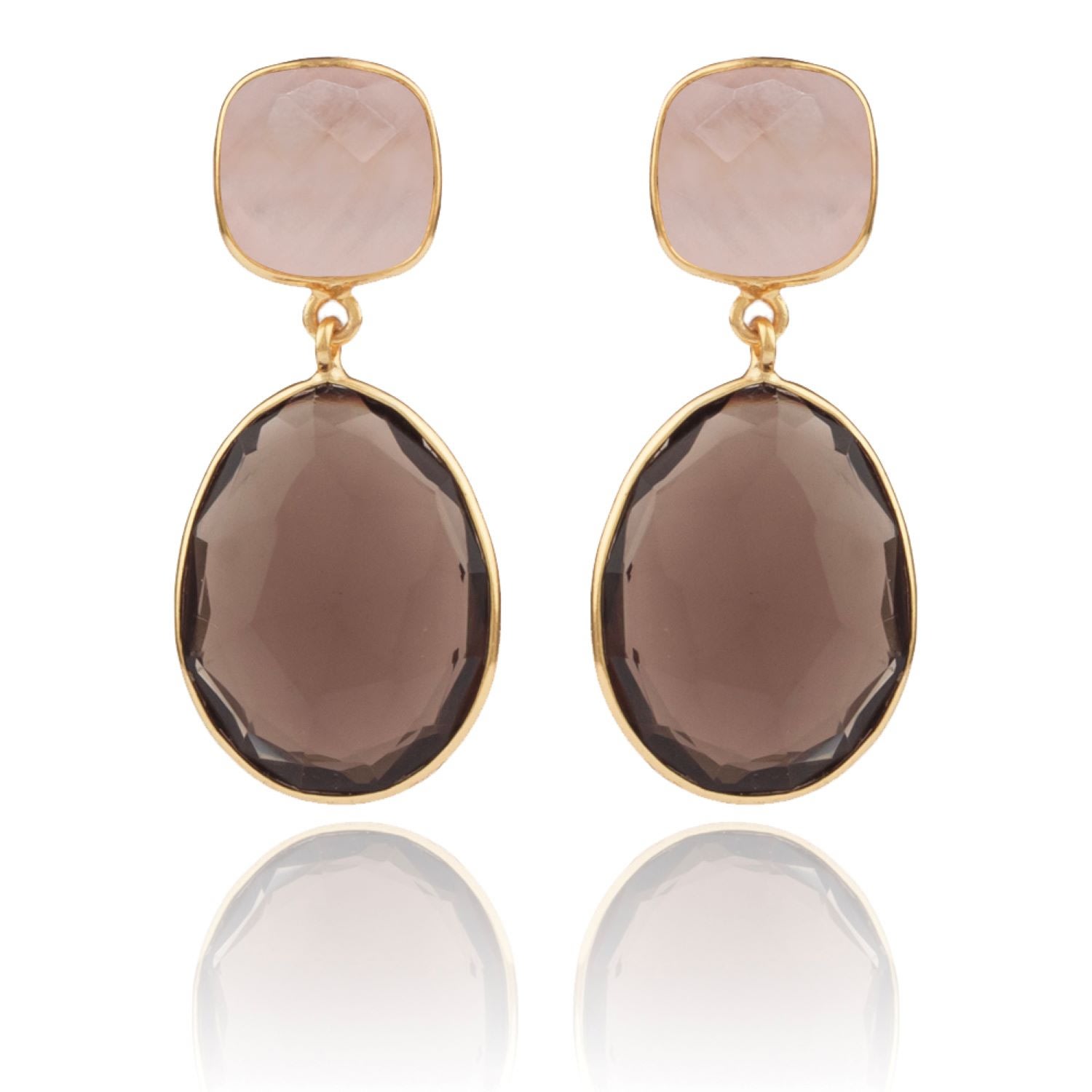 Women’s Pink / Purple Solange Drop Eearrings With Big Polished Semi-Precious Stones House of Elliott