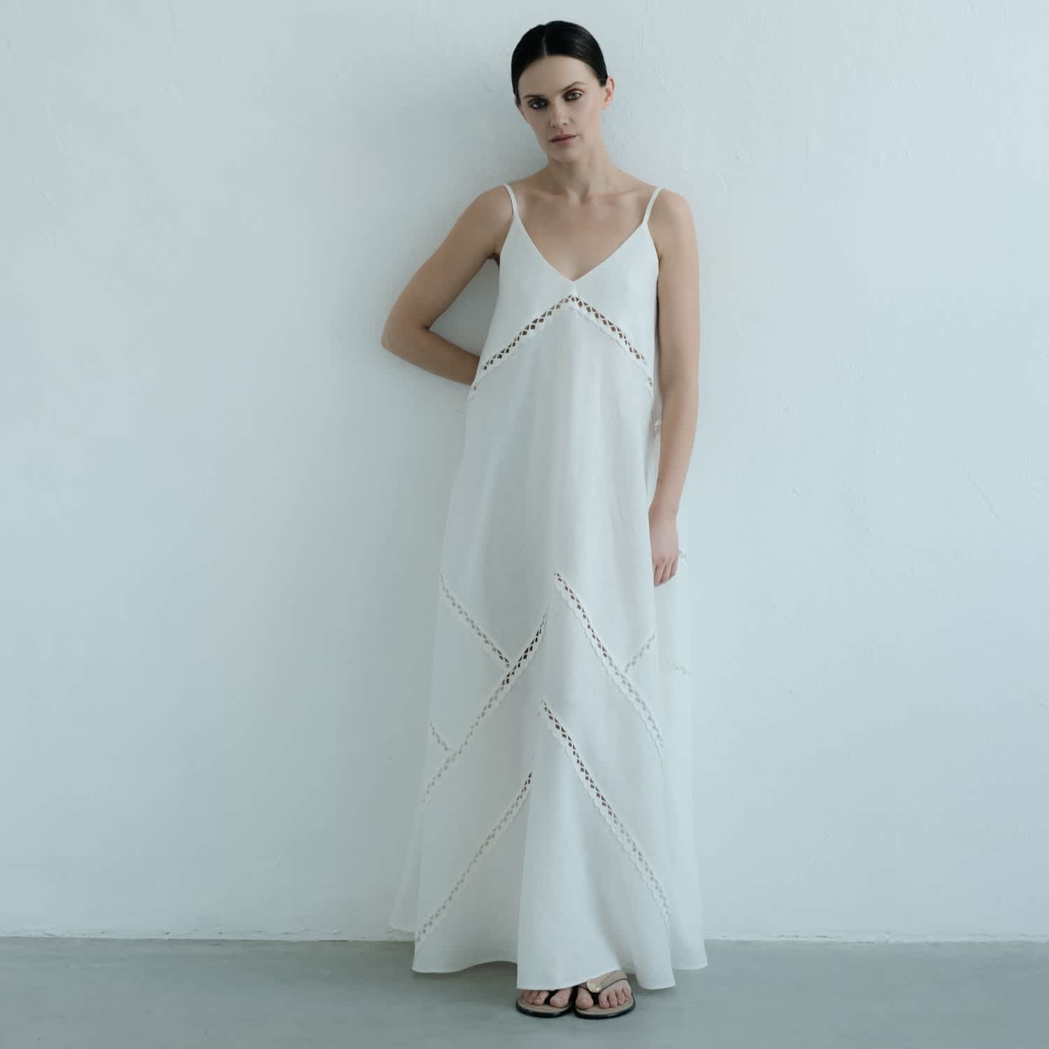Langner Lace-trimmed Linen Maxi Dress - White