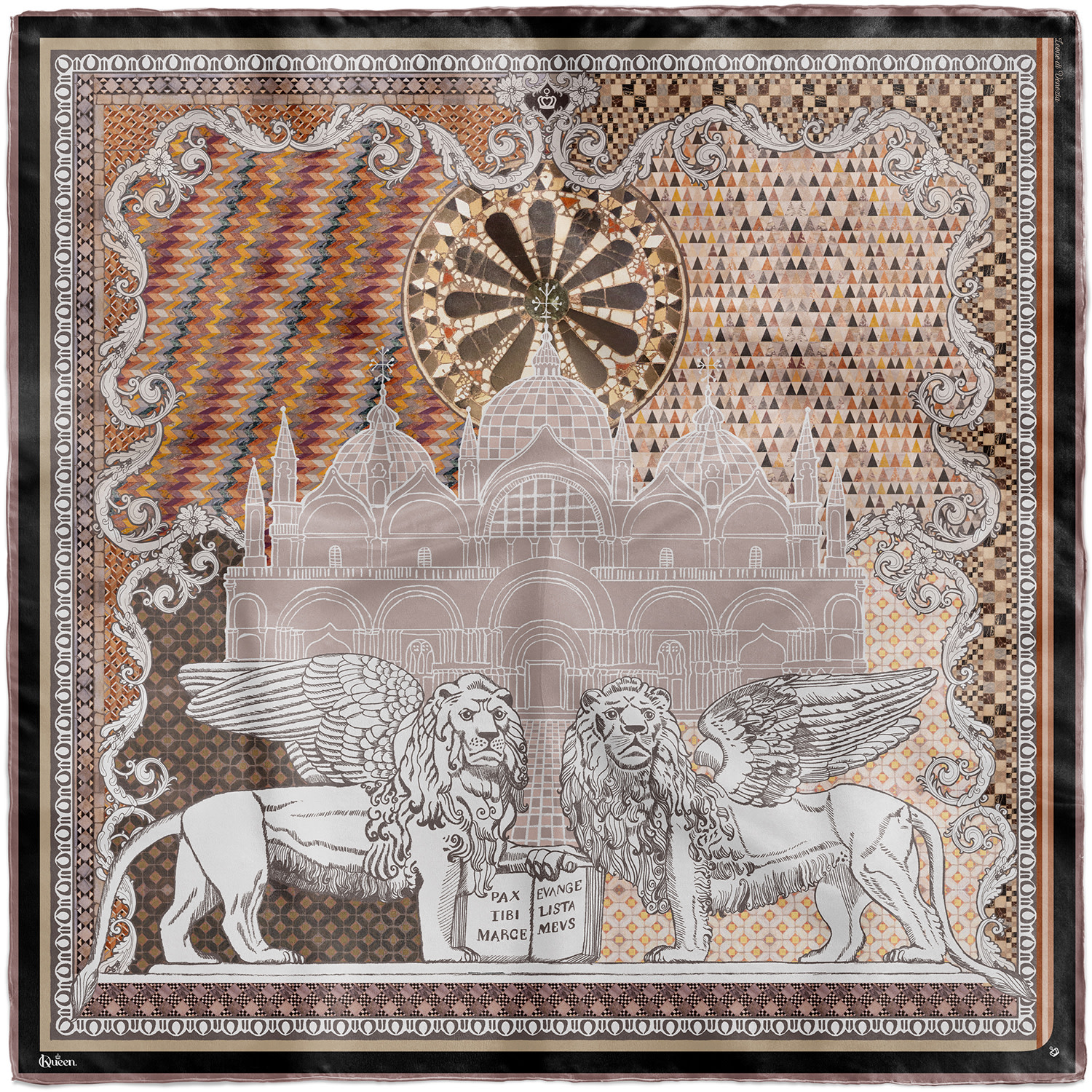 Kueen Women's Brown / Black / Grey Silk Scarf - Leone Di Venezia In Brown/black/grey