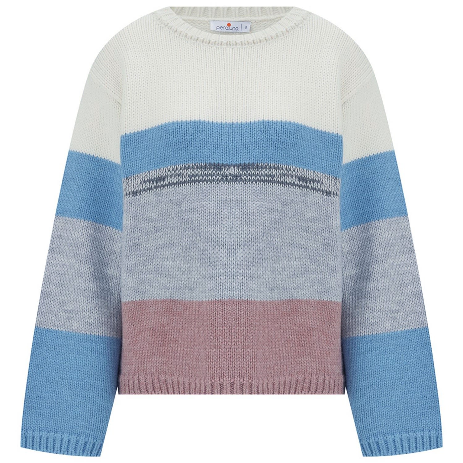 Peraluna Women's Mina Striped Wide O Neck Wide Sleeve Pullover - Multicolour