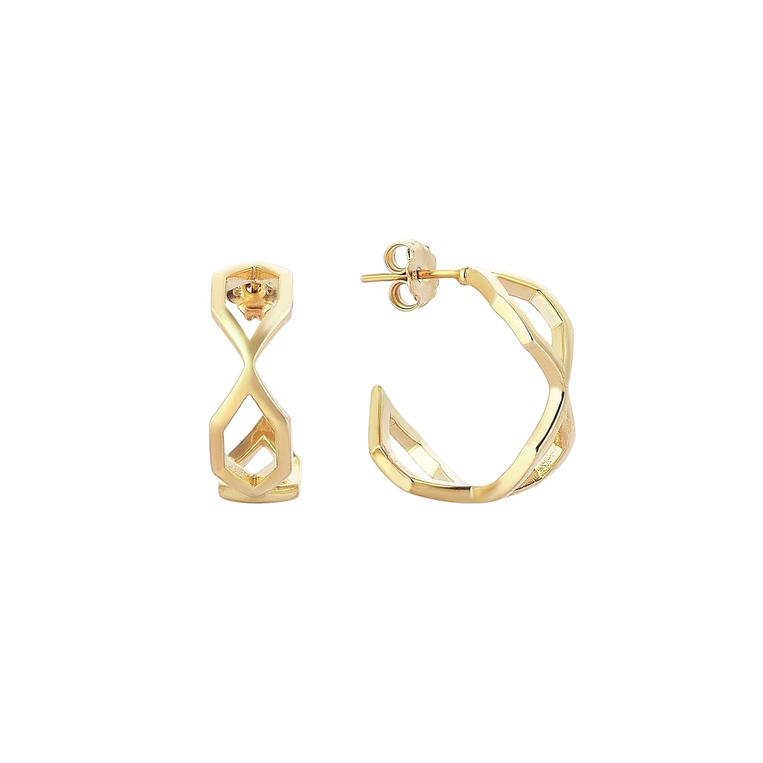 C|nd|n By Candan Balto Women's Gold Artdeco Silver Mini Hoop Earrings