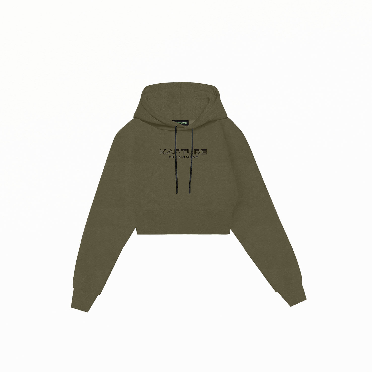 Kapture Green Women's Travel Logo-print Cropped Hoodie - Military