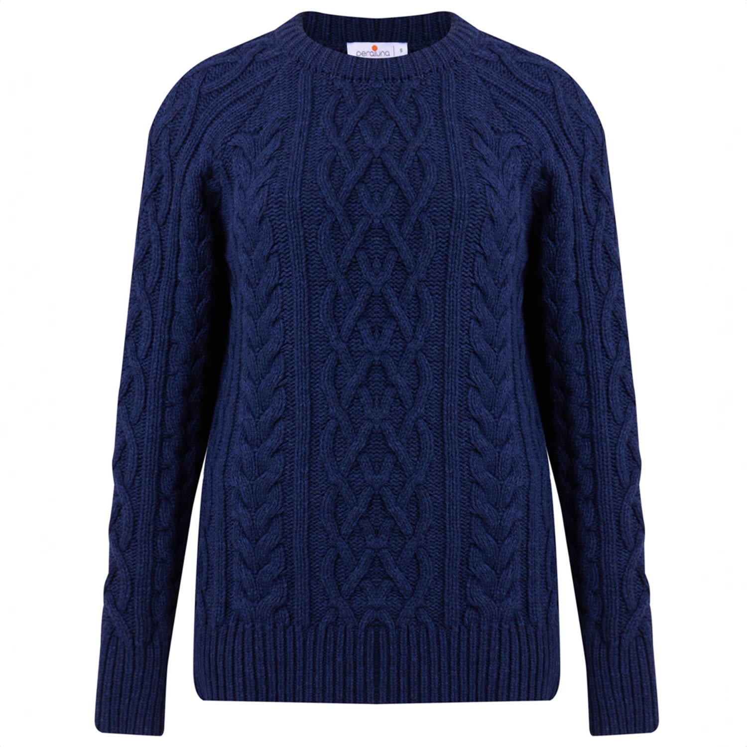 Peraluna Women's Blue Deniz Cable Knit O-neck Unisex Sweater In - Navy In Blue