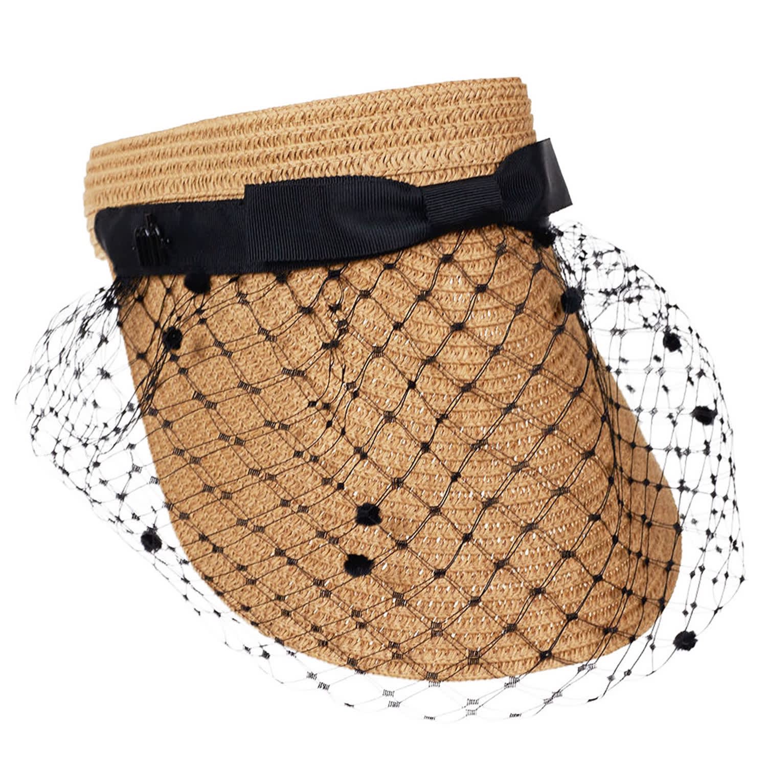 Women's Neutrals Kiki Sun-Visor With Dotted Veil | Misa Harada Millinery
