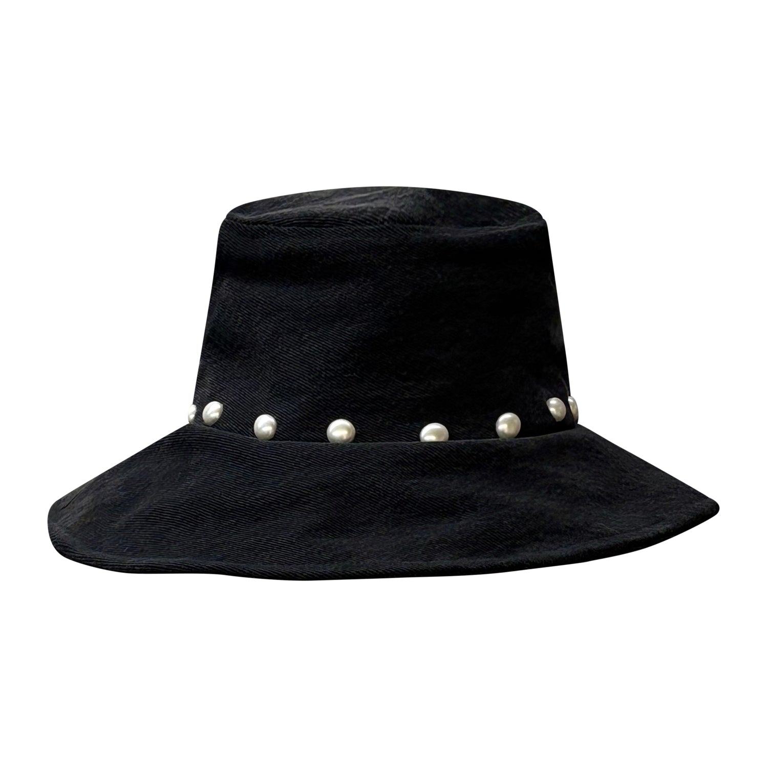 Deborah Lindquist Eco Lifestyle Women's Studded Black Denim Bucket Hat