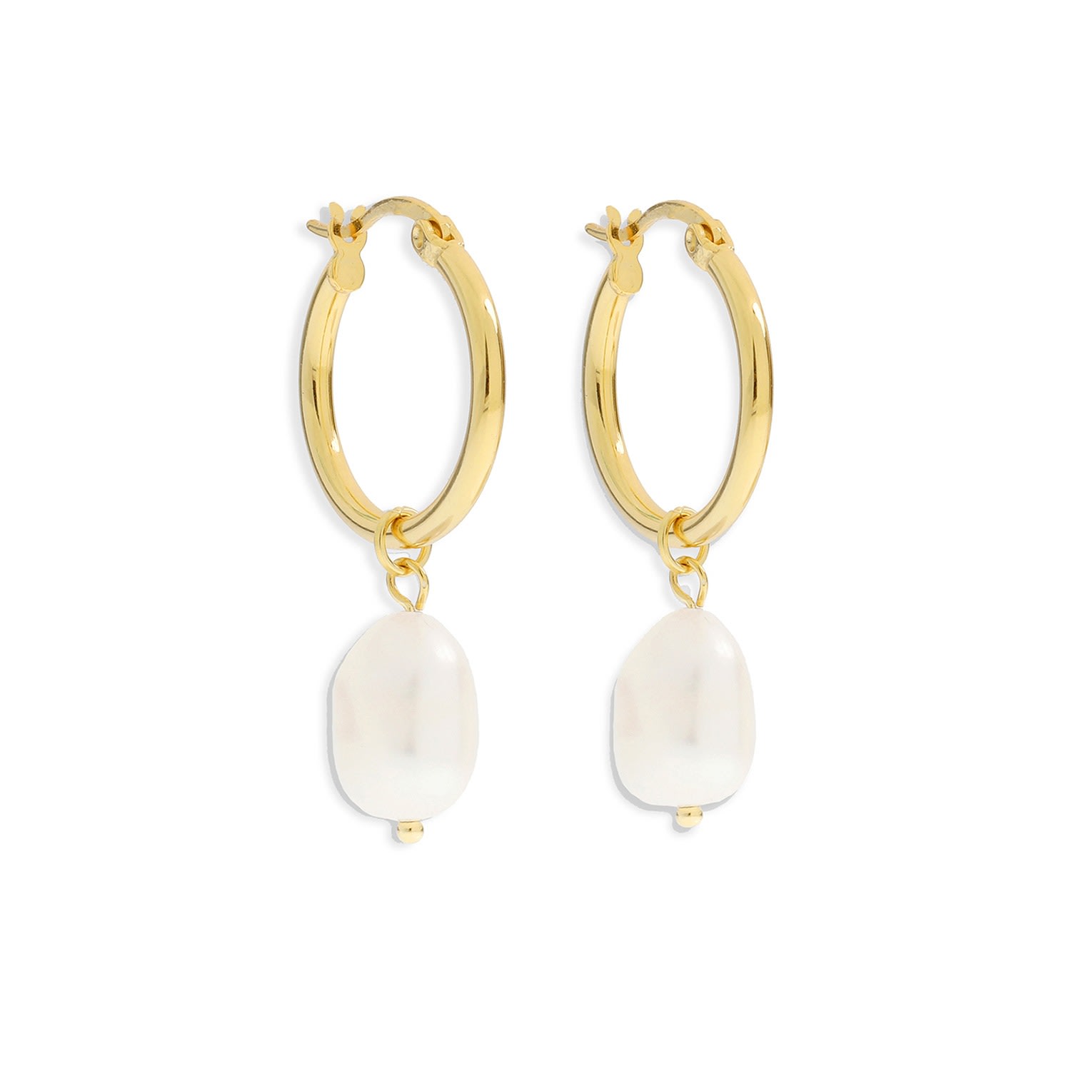 Women’s Augusta Gold Hoop & Freshwater Pearl Earrings - Gold Arms of Eve