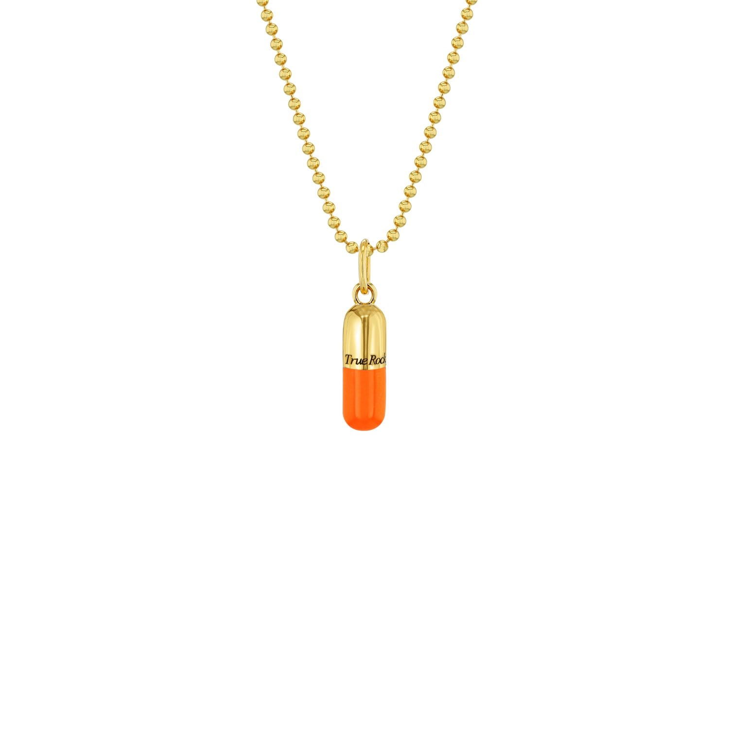 Men’s Gold / Yellow / Orange Small Pill Pendant 18Kt Gold-Plated & Orange Enamel True Rocks