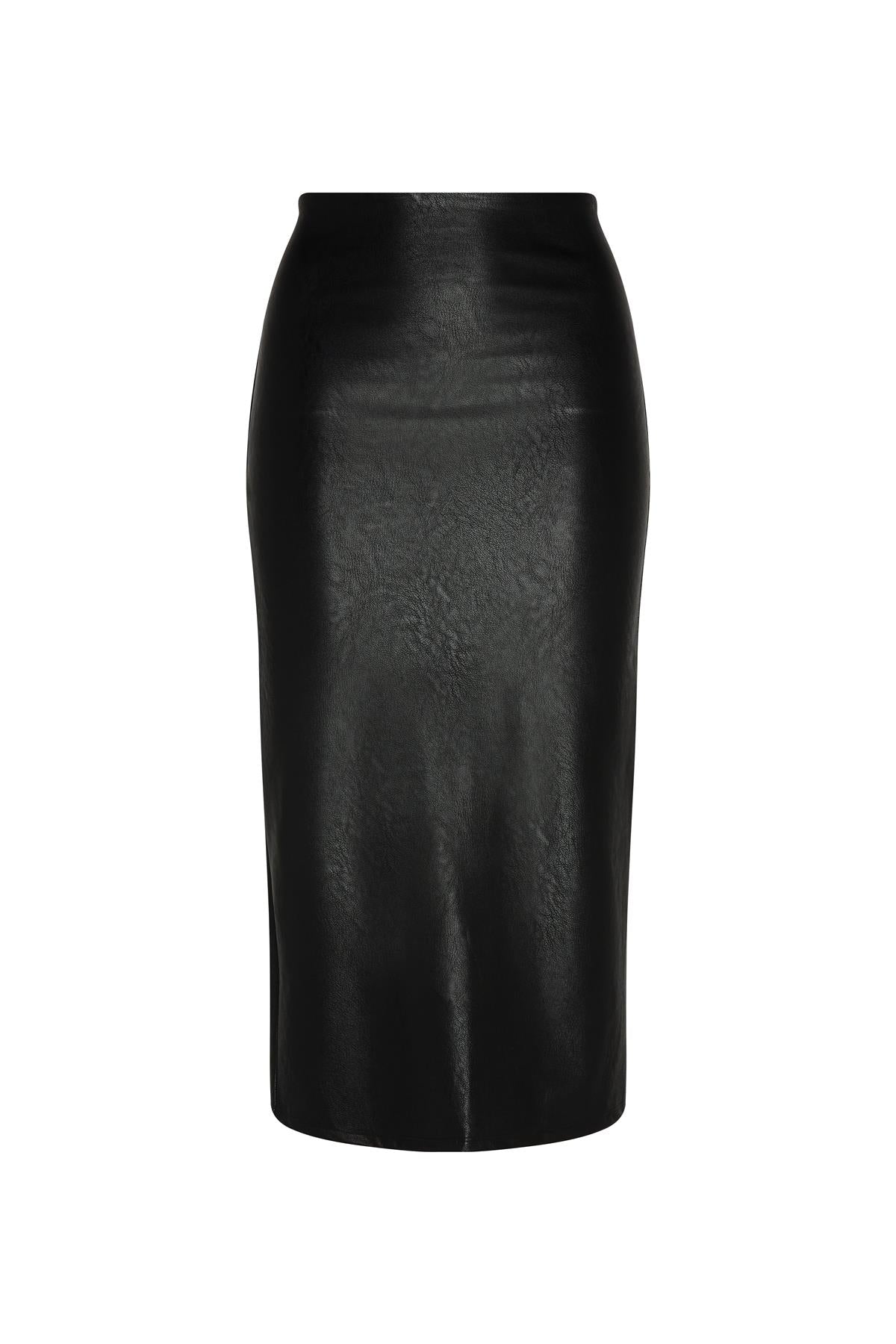 Women’s Commando Faux Leather Control Smoothing Midi Skirt, Black Xl