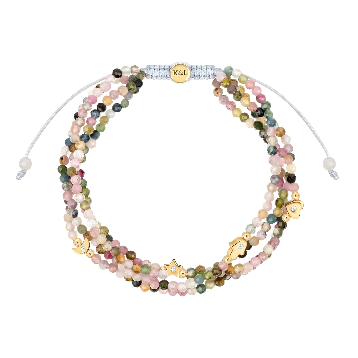 Karma And Luck Women's Helping Hand Watermelon Tourmaline Bracelet In Multi