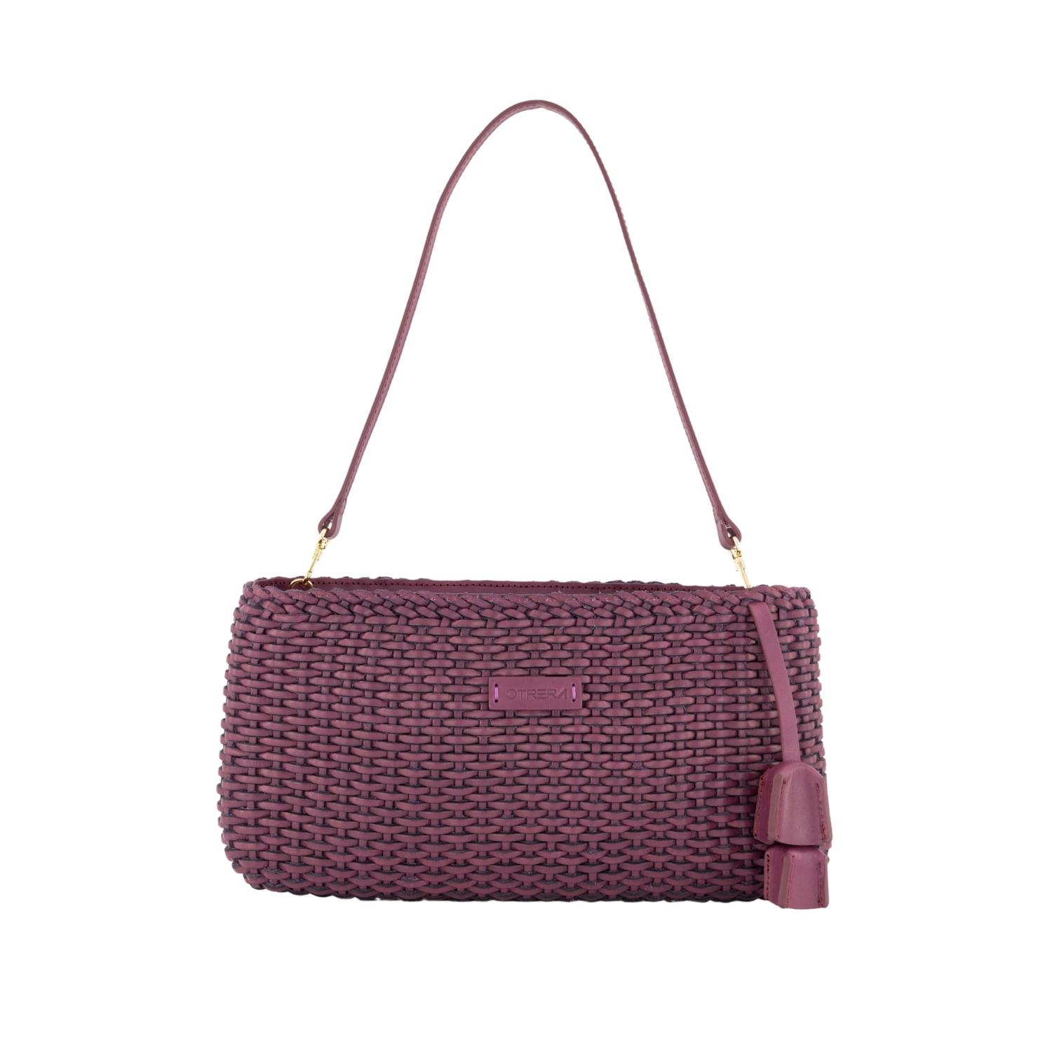 Women's Pink Rhea Clutch / Baguette Leather Bag - Purple | Otrera