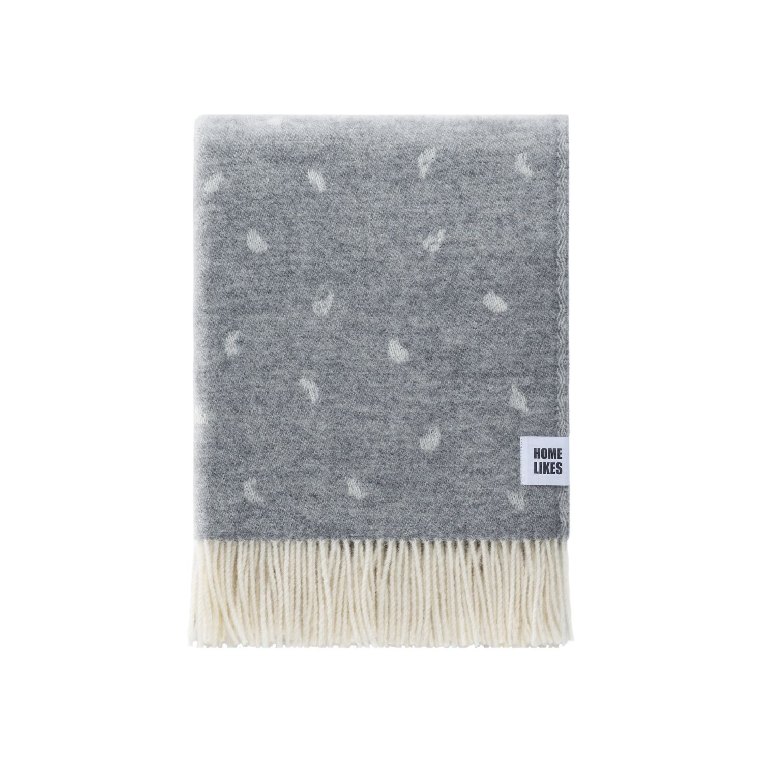 J.j.textile Grey / White Grey Hearts Wool Throw