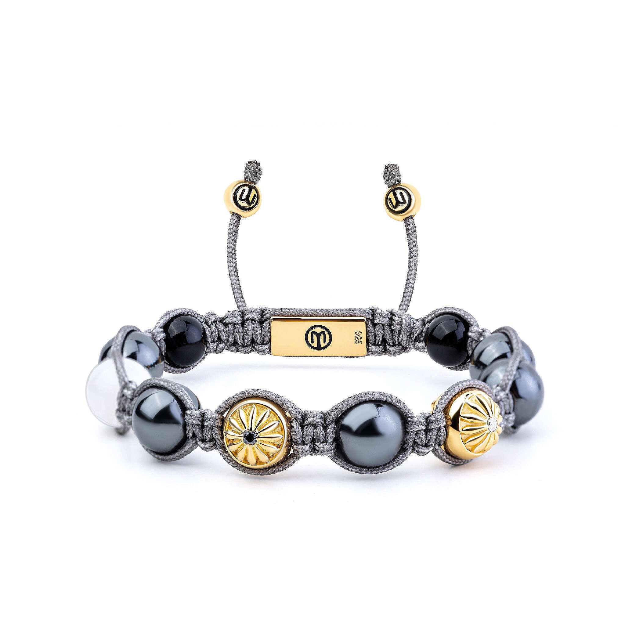 Mahigan Women's Grey / Black / Gold Braided Bracelet In Gold With Hematite, Moonstone & Onyx - The Maverick