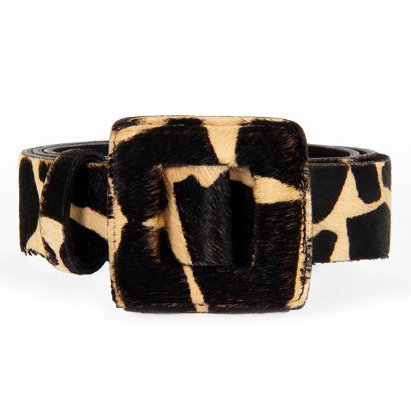 Beltbe Women's Neutrals Mini Square Buckle Belt - Giraffe In Brown