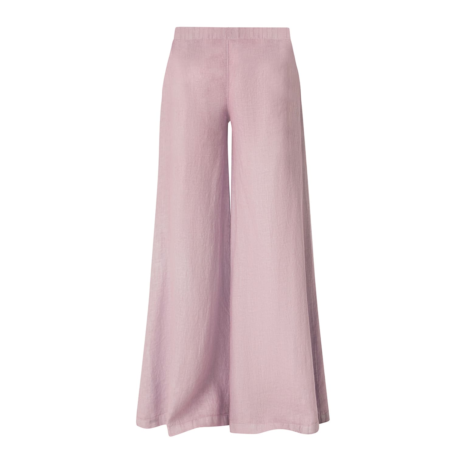 Haris Cotton Women's Pink / Purple Solid Bell-bottom  Linen Pants Lilac In Pink/purple