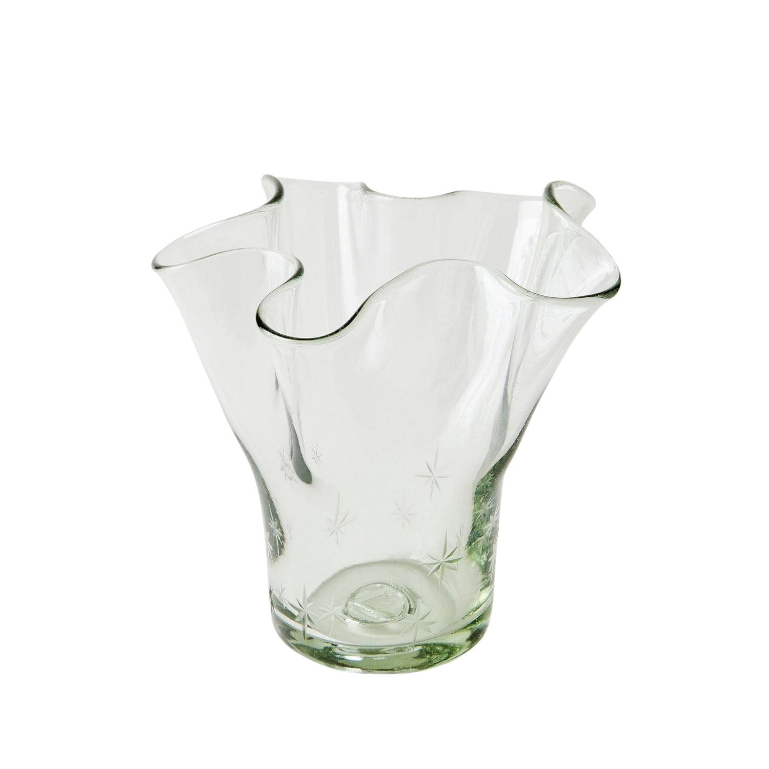 Half Past Seven White Petite Lettuce Leaf Vase — Clear With Stars In White