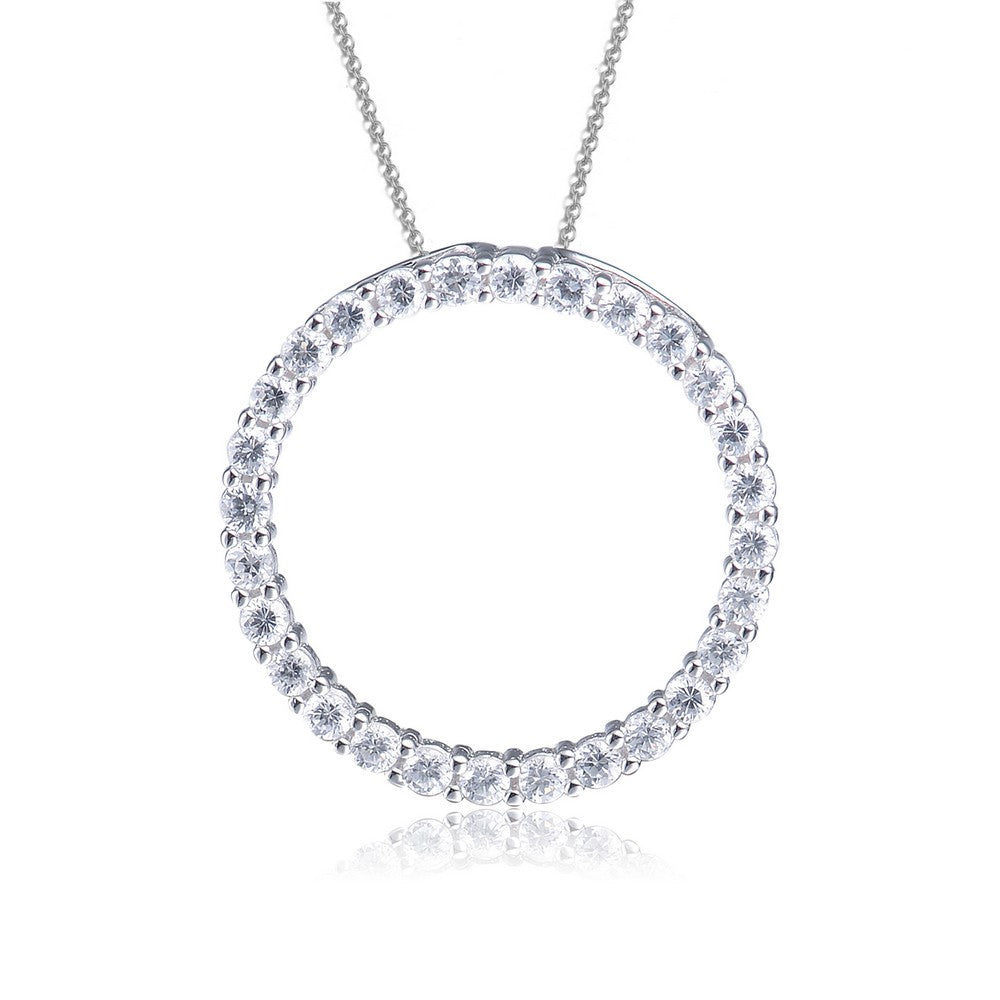 Women’s White / Silver Mini Triomphe Round Circle Pendant Necklace Genevive Jewelry