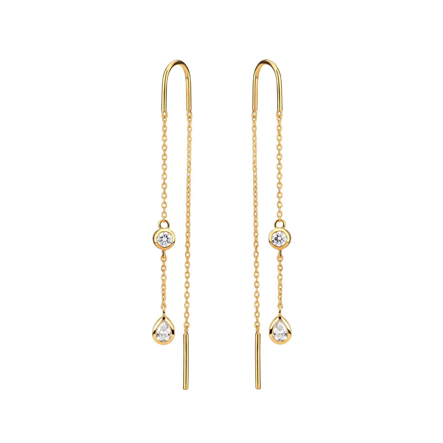Augustine Jewels Women's Delicate Gold Diamond Threader Earrings