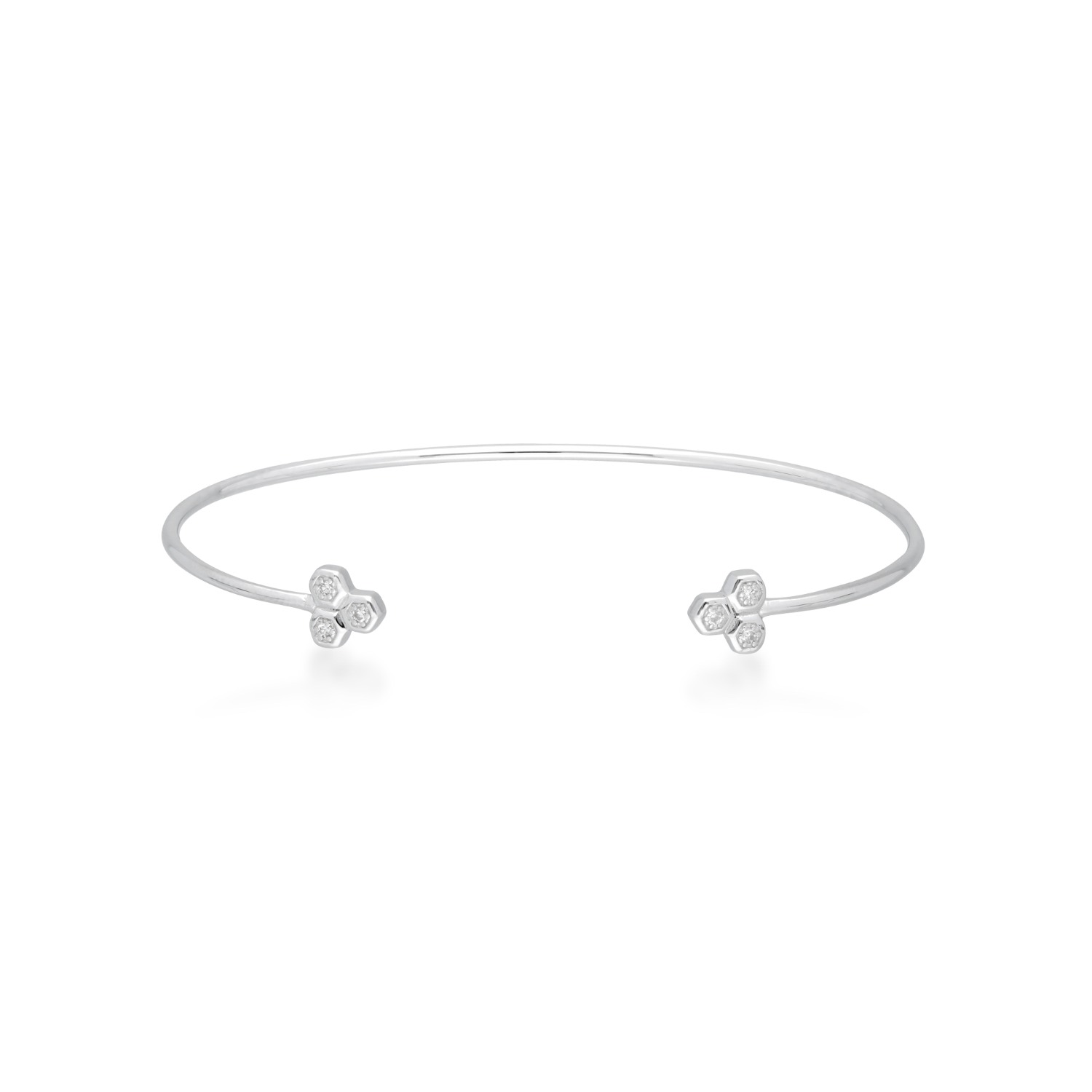 Women’s Diamond Trilogy Geometric Bangle In 9Ct White Gold Gemondo