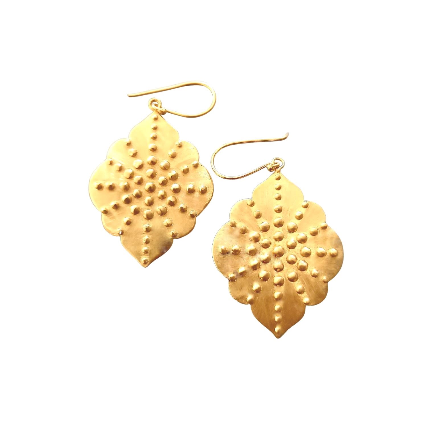 Rize Women's Granulated Ashram Window Earrings - Gold Plated