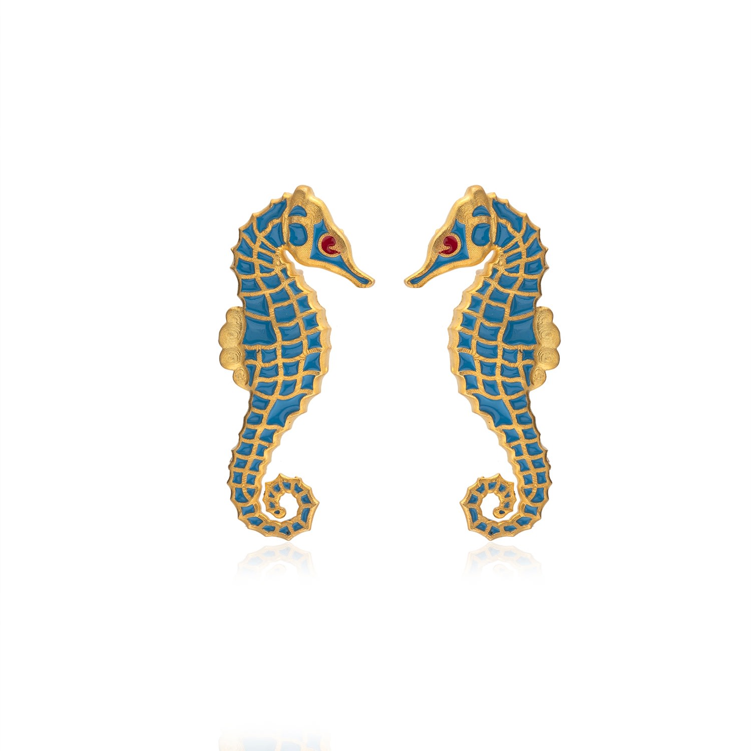 Milou Jewelry Women's Light Blue Seahorse Earrings In Blue