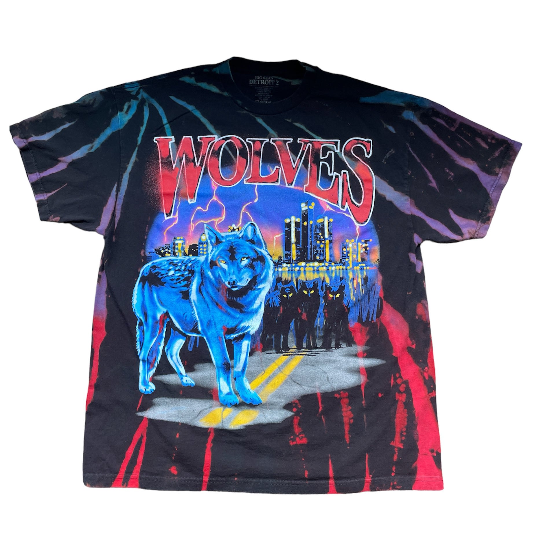 Men’s Black Big Sean Wolves Tie-Dye Tee XXL Roy G.