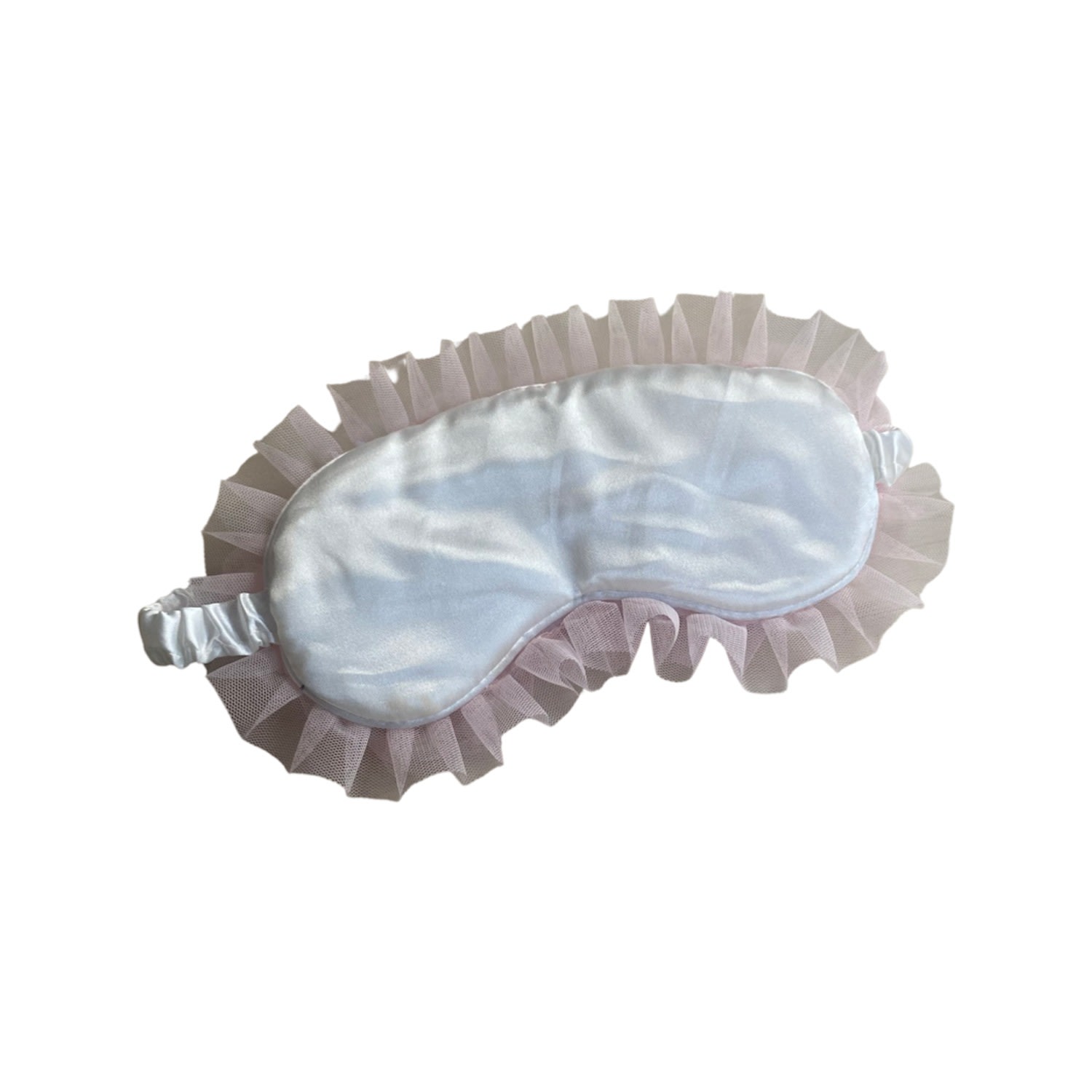 Women's White Frill Detail Sleep Mask | One Size | Lula-Ru