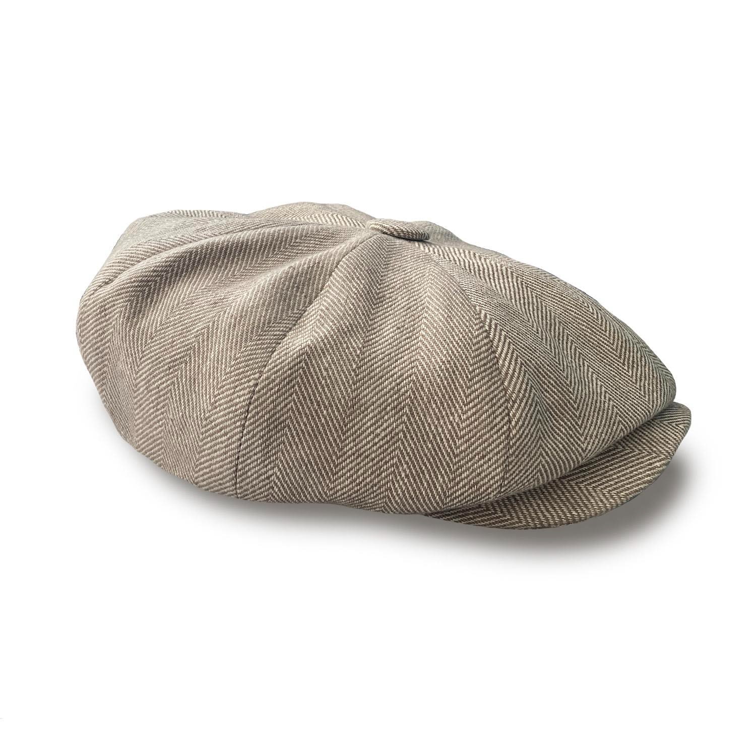 Men’s Neutrals Rileys Dunes Baker Boy Hat In Herringbone Irish Linen Medium Mister Miller - Master Hatter