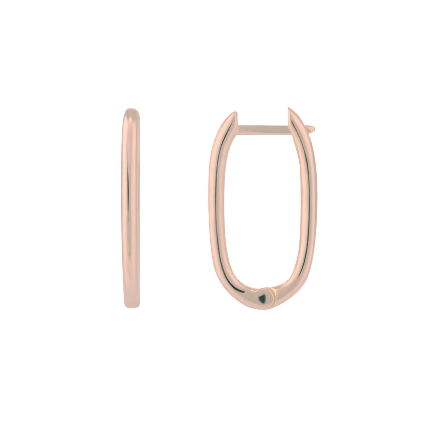 Women’s Oval Rectangular Sterling Silver Hoop Earring - Rose Gold Spero London