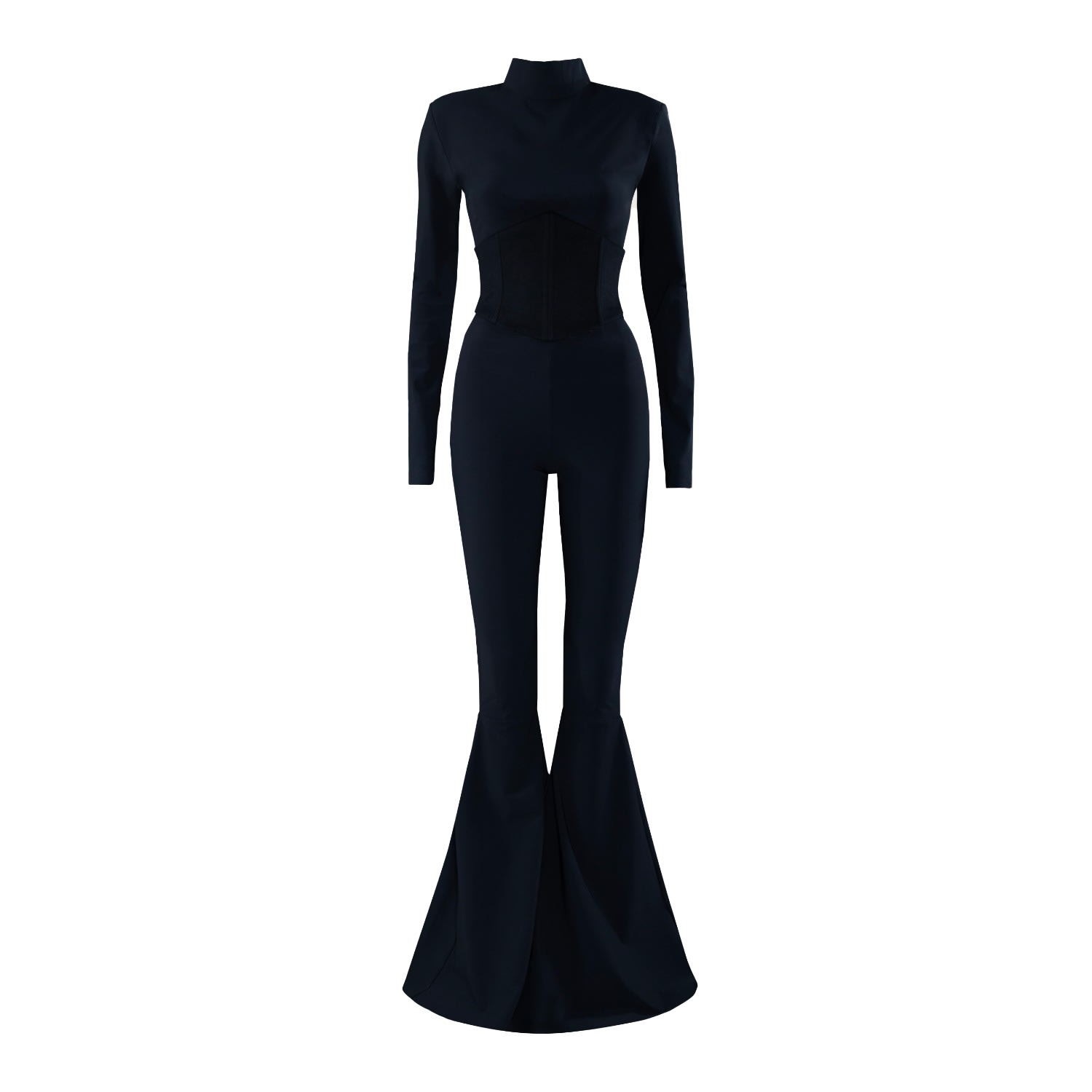 Vestiaire D'un Oiseau Libre Women's Black Lycra Flared Jumpsuit In Black