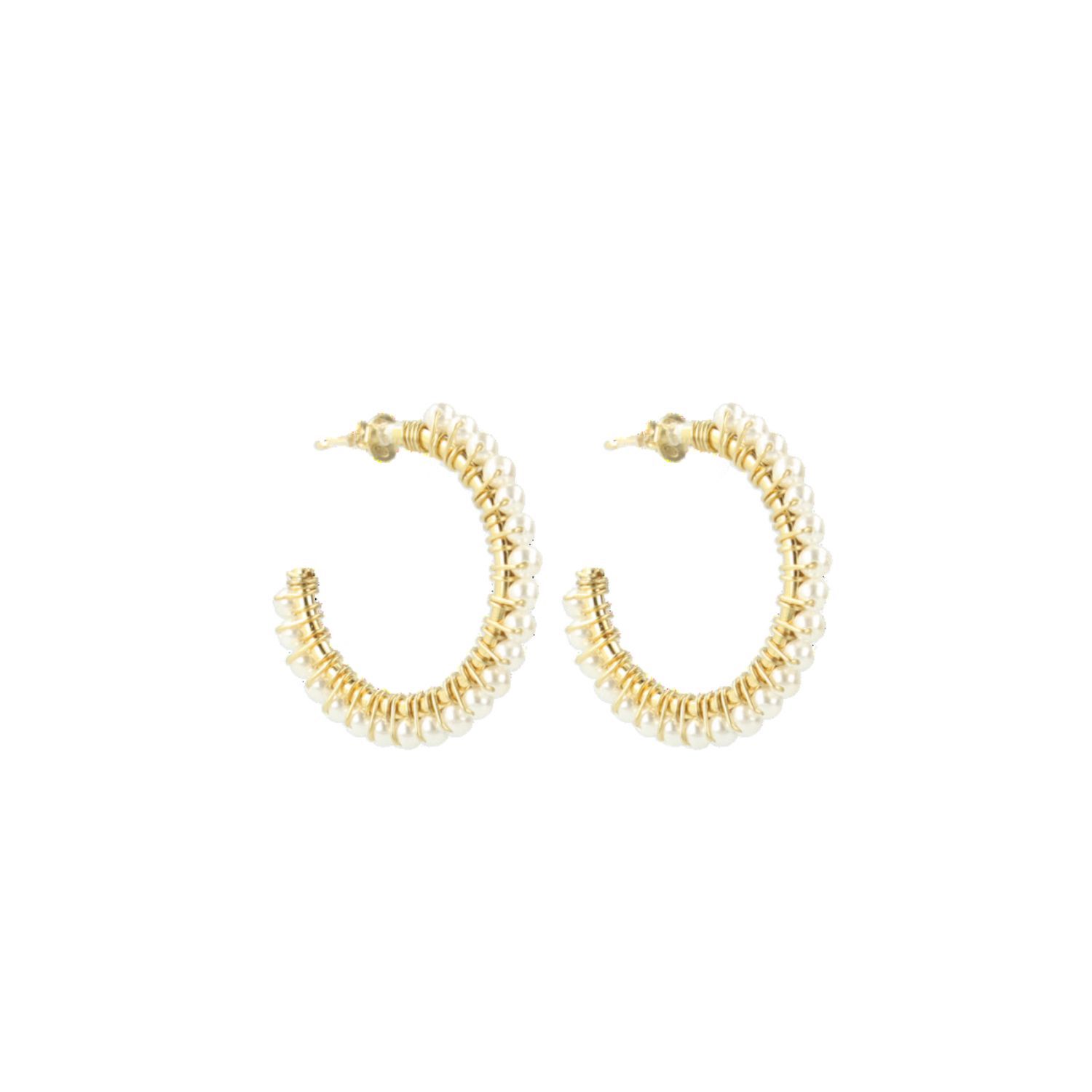 Lott. Gioielli Women's White / Gold Pearl Earrings Carli Creole
