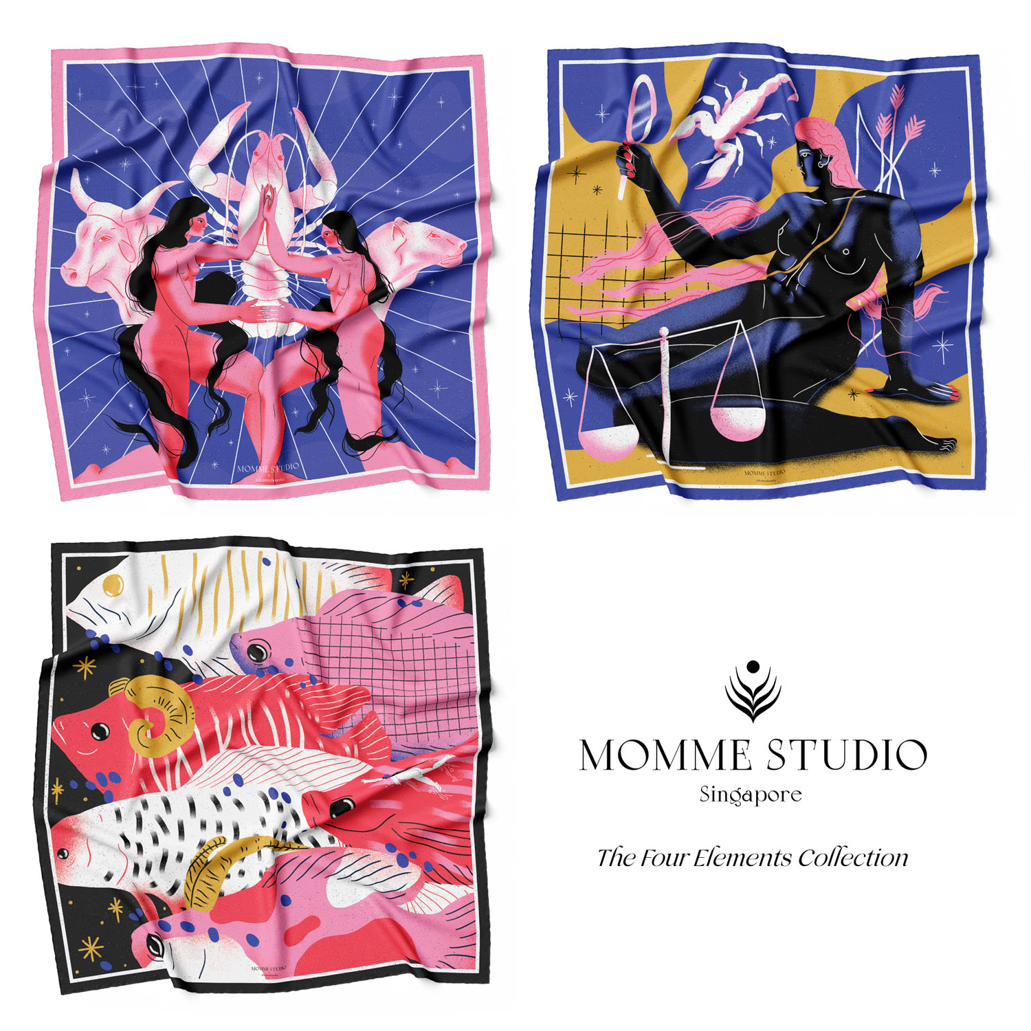 Women’s The Four Elements - Silk Scarf Collection One Size Momme Studio