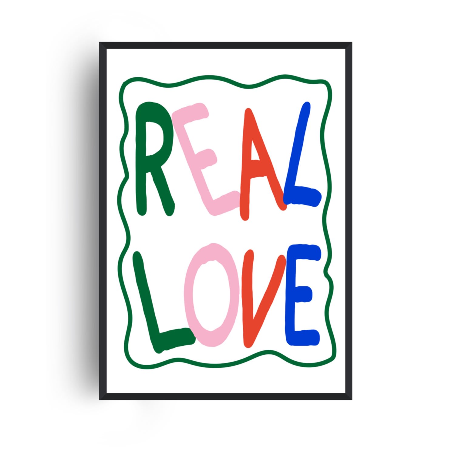 Fanclub Real Love Retro Colourful Playful Song Lyric Music Giclée Art Print A2 In White