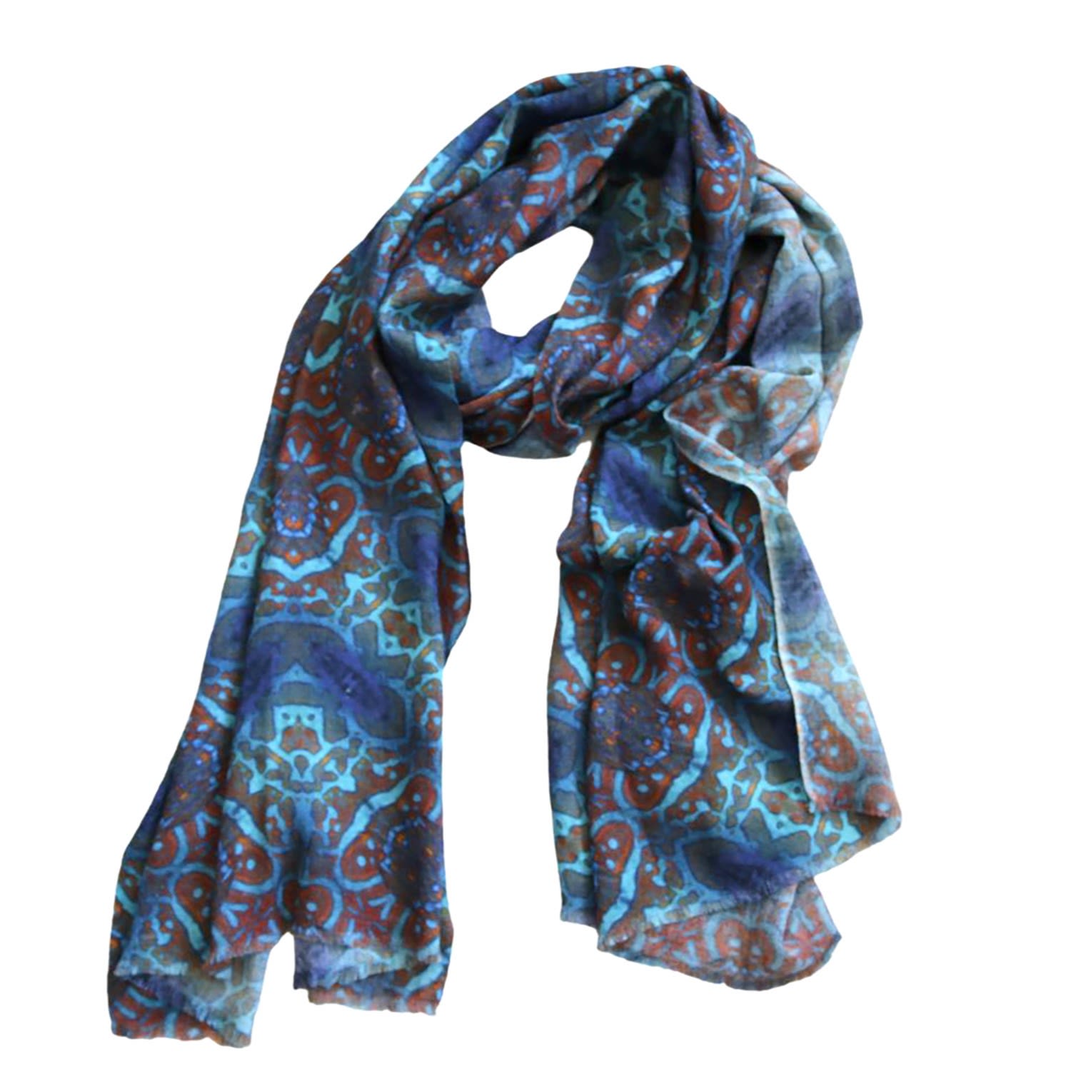 Women’s Blue Tropical Delight Merino Wool Scarf One Size Benni Marine Designs