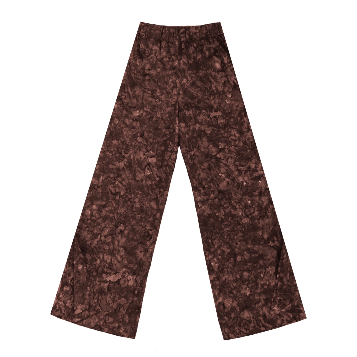 Women’s Brown Aeros Elasticated Split Hem Palazzo Trousers - Molten Chocolate Batik Medium Nimiiny