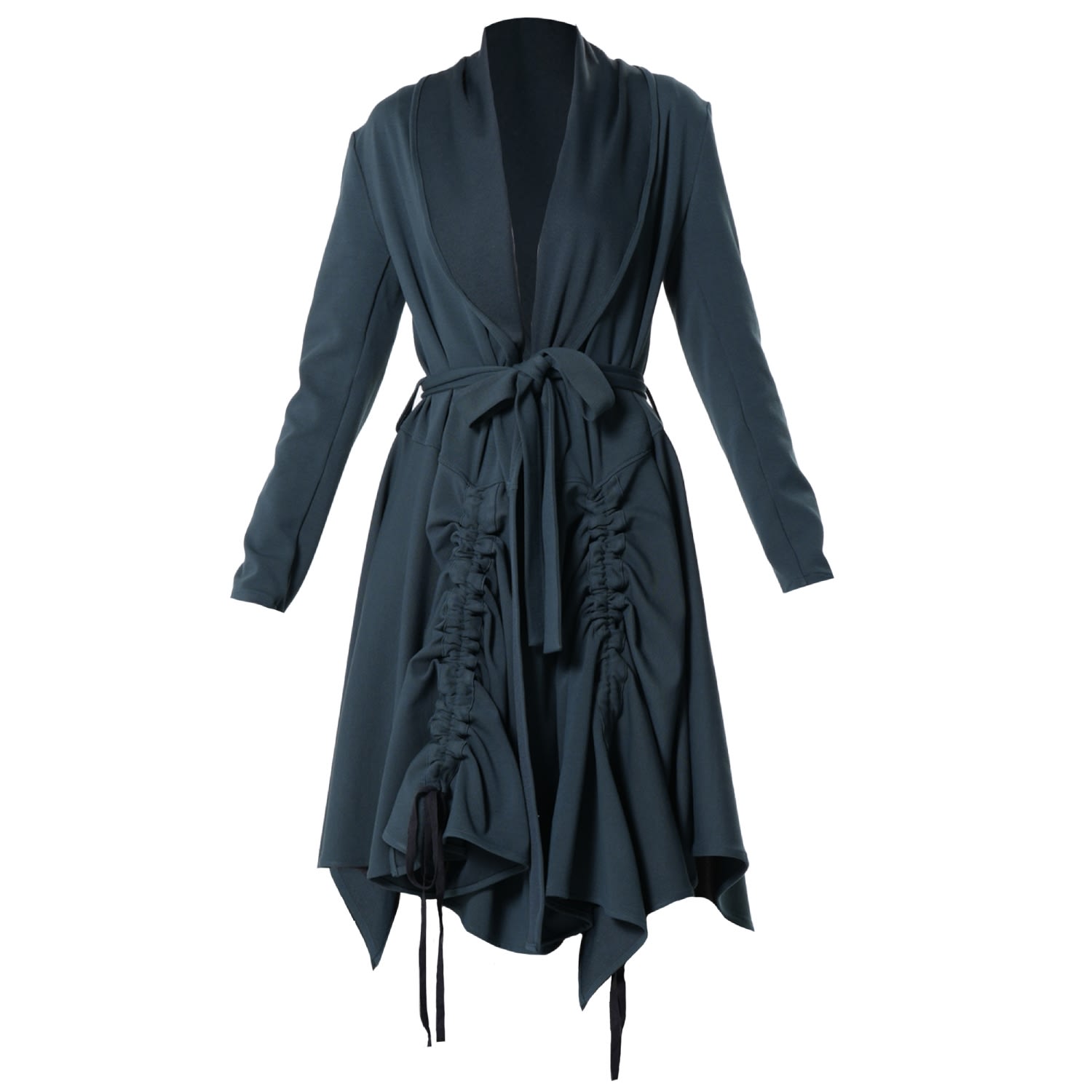 Metamorphoza Women's Blue / Black Long Belted Cardigan In Petrol In Multi