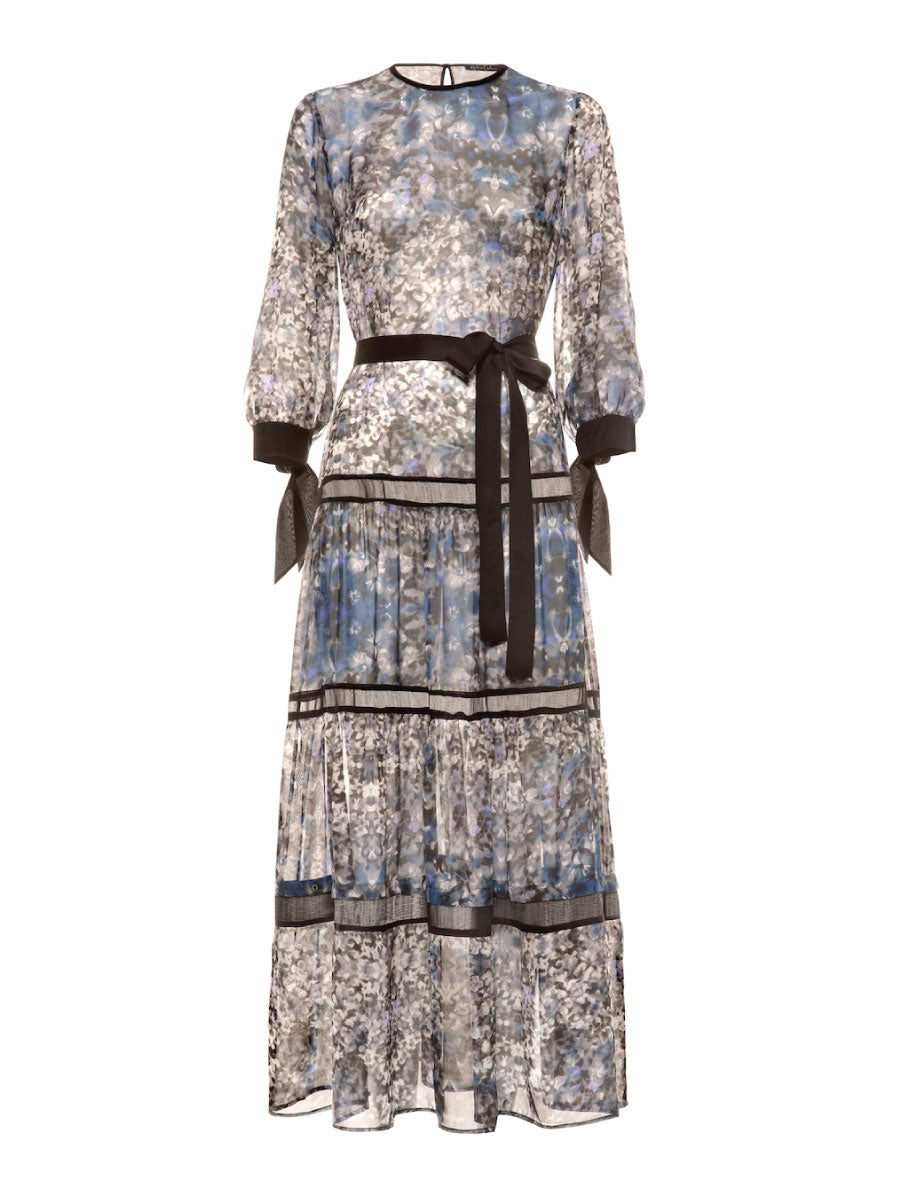 Helene Galwas Women's Blue Benita Dress Floral In Metallic