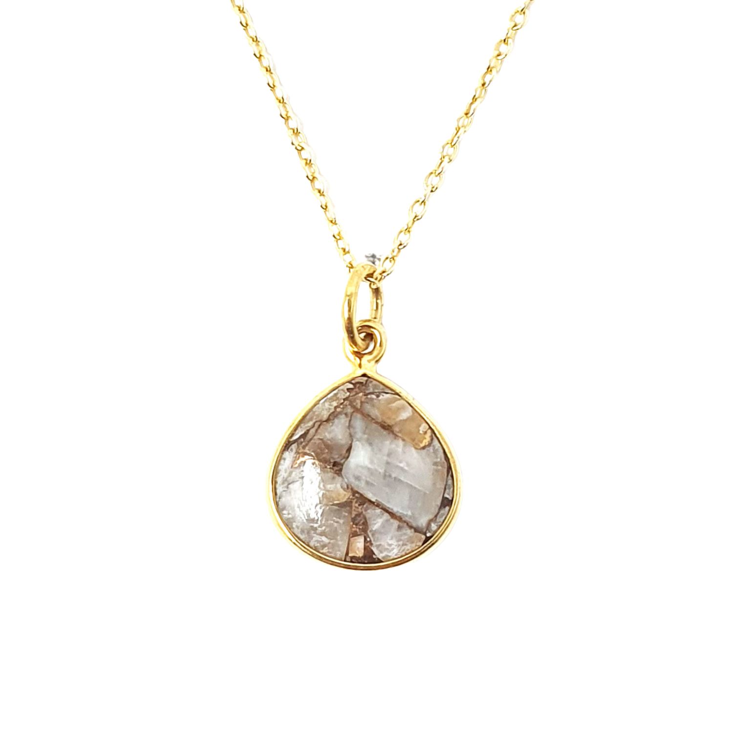 Harfi Women's Grey / White / Gold Gold Vermeil Plated Herkimer Diamond April Birthstone Necklace In Multi