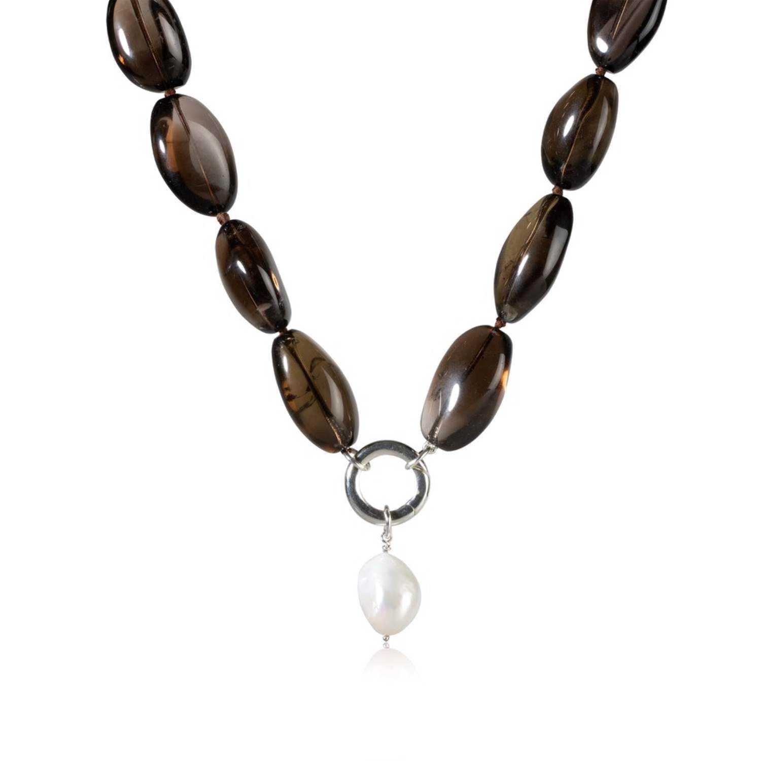 Jojo Harris Women's Brown Katrina Smokey Quartz Necklace With Freshwater Pearl