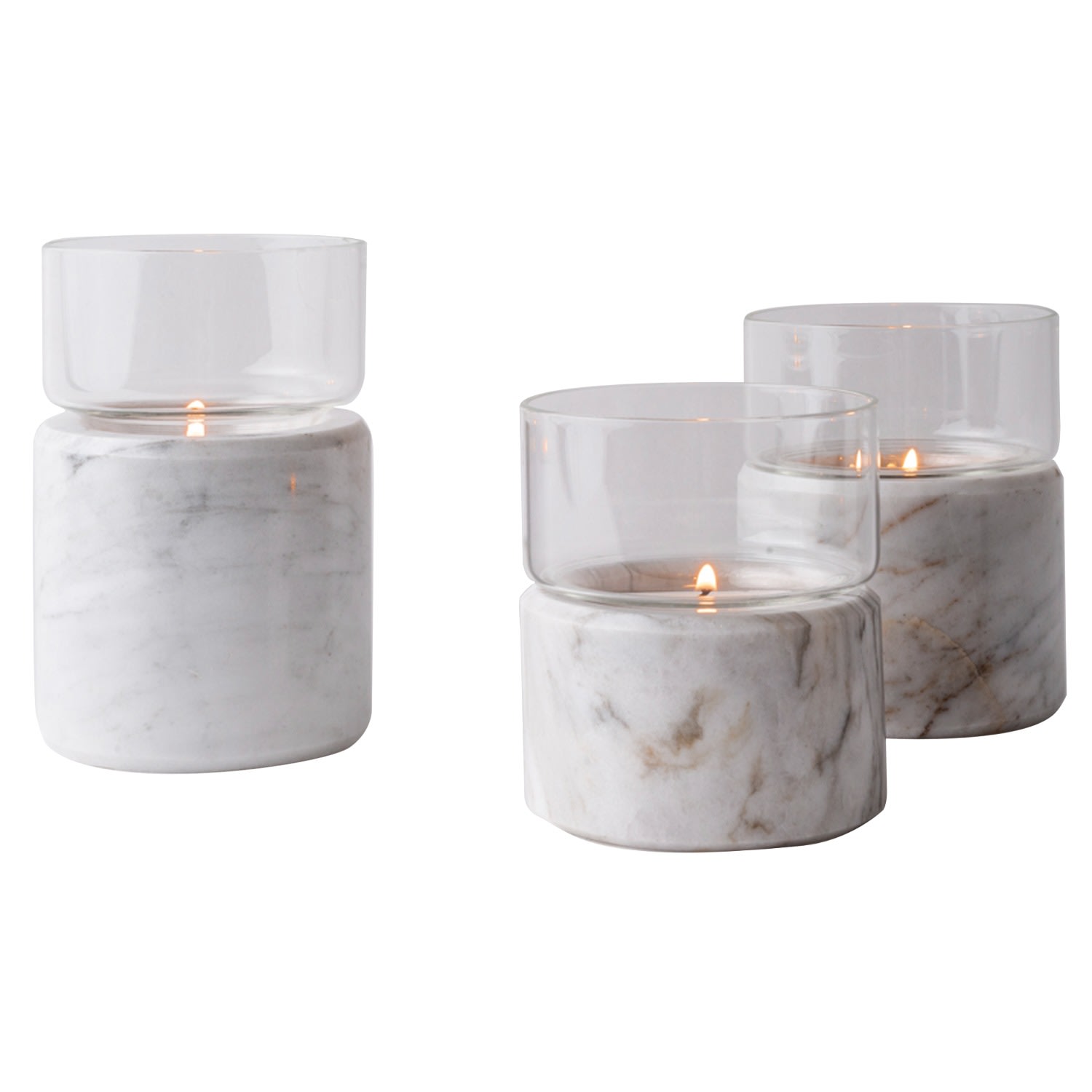 And Jacob Santuario Candle Holder Set - White Marble In White