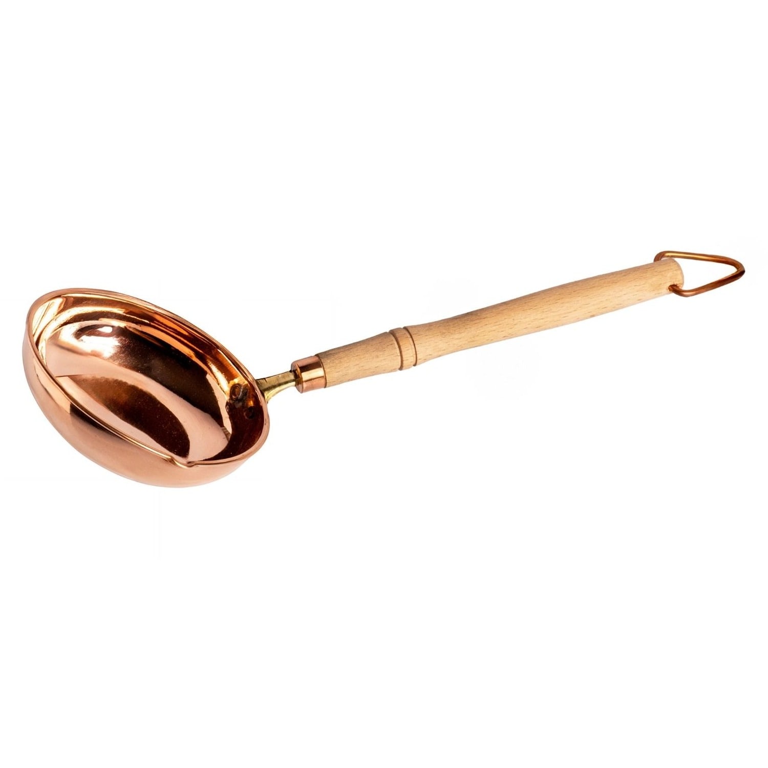 Anatoliacraft Rose Gold / Brown Handcrafted Pure Copper Ladle With Wooden Handle