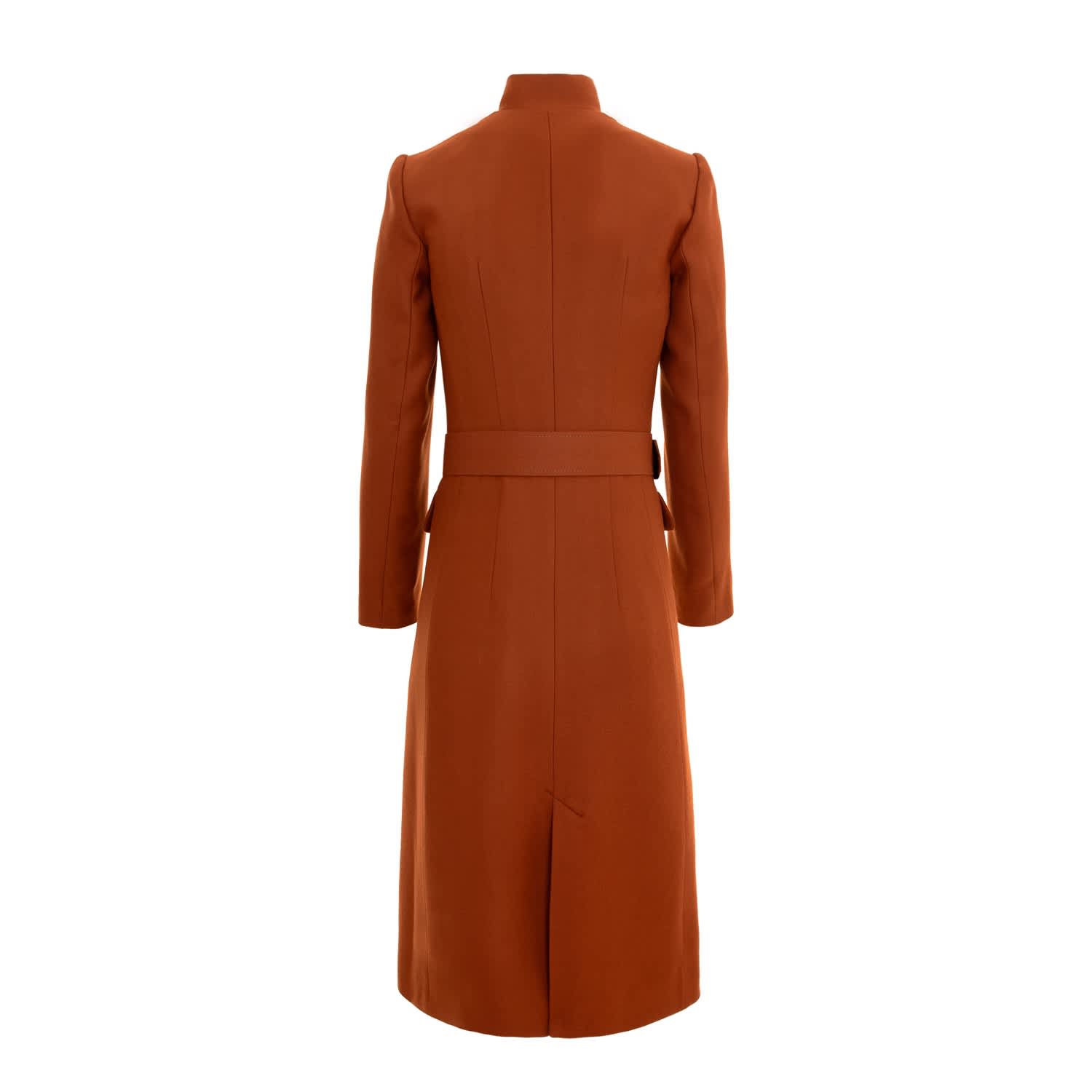 Midi Length Wool Coat With Belt - Brown | AVENUE No.29