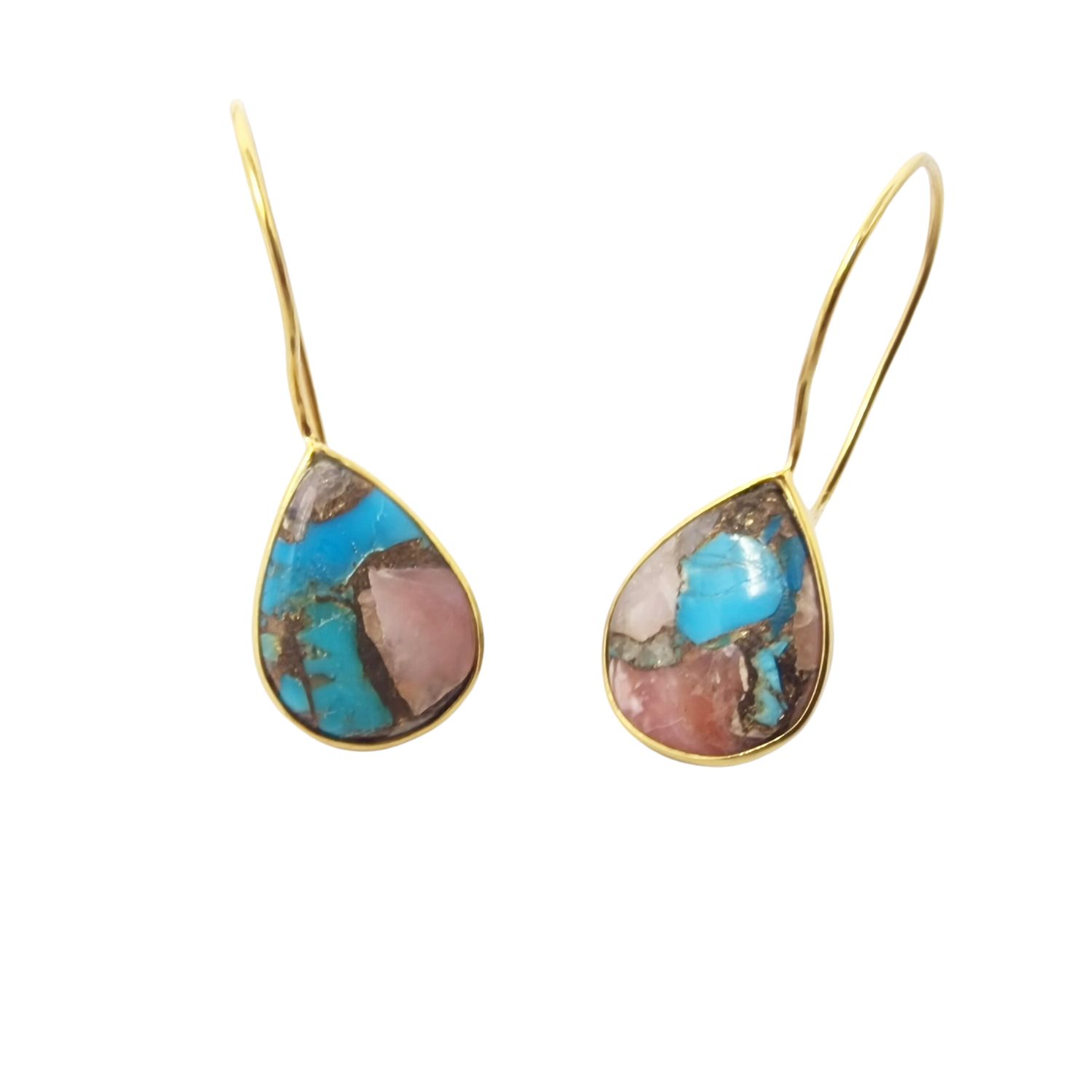 Harfi Women's Pink Opal Turquoise Gold Vermeil Wire Drop Gemstone Crystal Earrings In Pink