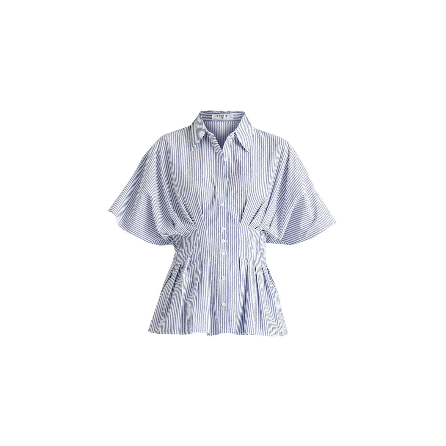 Paisie Women's Striped Shirt With Waist Pleats In White And Blue In Blue/white
