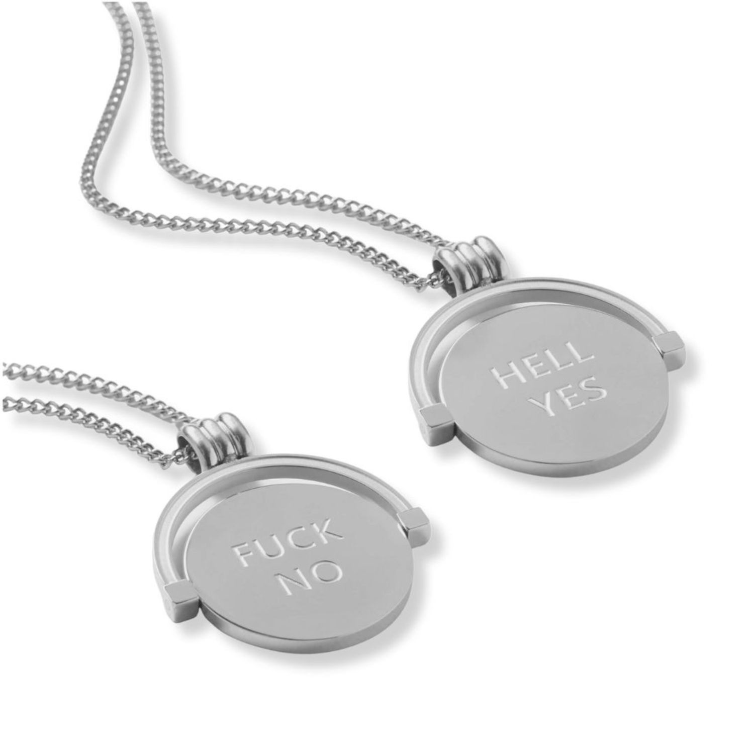 Destiny Hell Yes/Fuck No Spinner Chain - Silver | Hoops + Chains