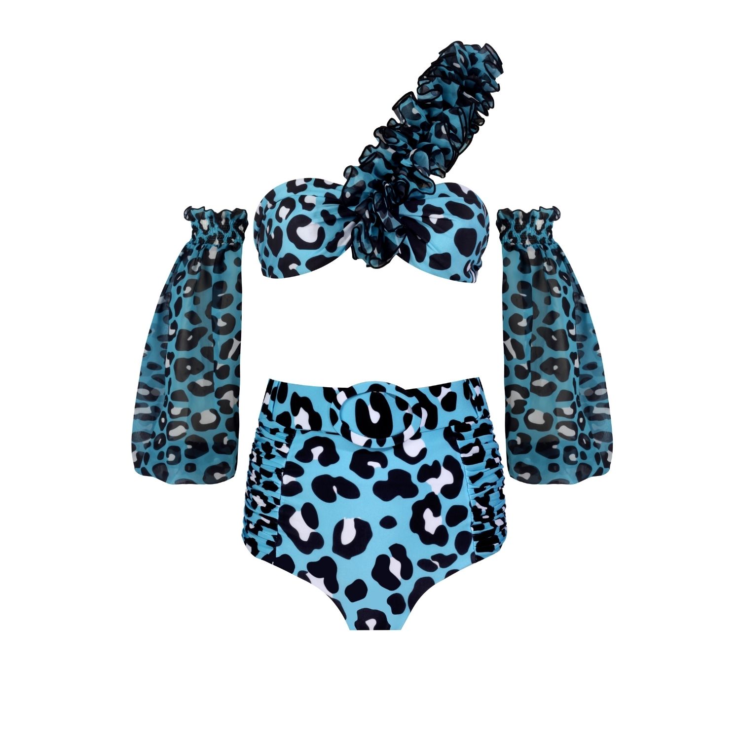 Nur Karaata Women's Lilou Blue Leo Bikini Set In Blue